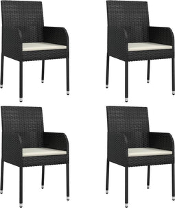 vidaXL - Tuinstoelen - 4 - st - met - kussens - poly - rattan - zwart