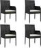 vidaXL - Tuinstoelen - 4 - st - met - kussens - poly - rattan - zwart