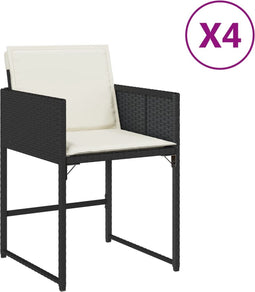 vidaXL - Tuinstoelen - 4 - st - met - kussens - poly - rattan - zwart