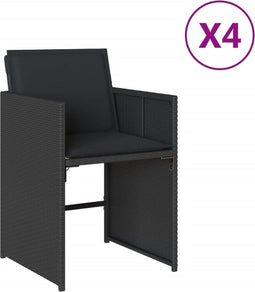 vidaXL - Tuinstoelen - 4 - st - met - kussens - poly - rattan - zwart