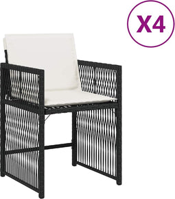 vidaXL - Tuinstoelen - 4 - st - met - kussens - poly - rattan - zwart