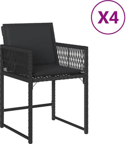 vidaXL - Tuinstoelen - 4 - st - met - kussens - poly - rattan - zwart