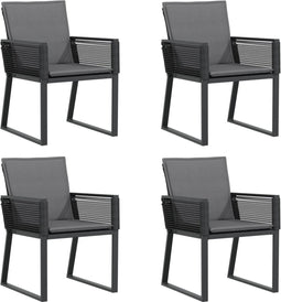 vidaXL - Tuinstoelen - 4 - st - met - kussens - poly - rattan - zwart