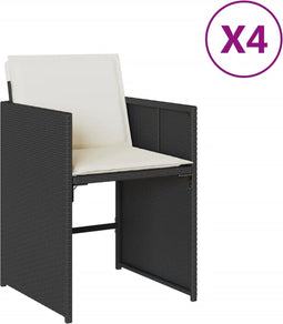 vidaXL - Tuinstoelen - 4 - st - met - kussens - poly - rattan - zwart
