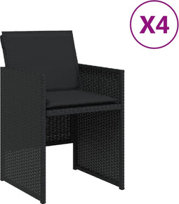 vidaXL - Tuinstoelen - 4 - st - met - kussens - poly - rattan - zwart