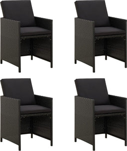 vidaXL - Tuinstoelen - 4 - st - met - kussens - poly - rattan - zwart