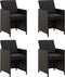 vidaXL - Tuinstoelen - 4 - st - met - kussens - poly - rattan - zwart