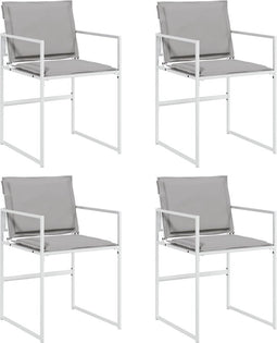vidaXL - Tuinstoelen - 4 - st - met - kussens - staal - en - textileen - wit
