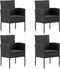 vidaXL - Tuinstoelen - 4 - st - met - zwarte - kussens - poly - rattan - zwart