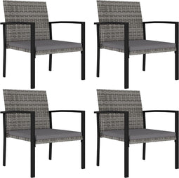 vidaXL - Tuinstoelen - 4 - st - poly - rattan - grijs