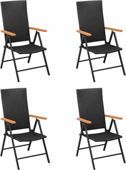 vidaXL - Tuinstoelen - 4 - st - poly - rattan - zwart