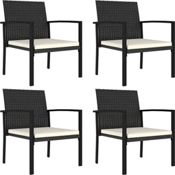 vidaXL - Tuinstoelen - 4 - st - poly - rattan - zwart