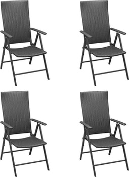 vidaXL - Tuinstoelen - 4 - st - poly - rattan - zwart