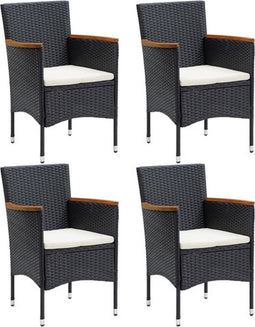 vidaXL - Tuinstoelen - 4 - st - poly - rattan - zwart