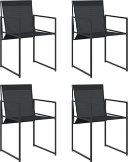 vidaXL - Tuinstoelen - 4 - st - staal - en - textileen - zwart