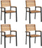 vidaXL - Tuinstoelen - 4 - st - stapelbaar - massief - acaciahout - en - metaal