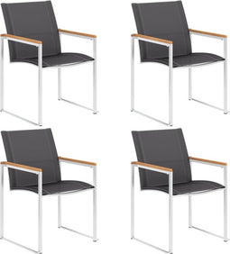 vidaXL - Tuinstoelen - 4 - st - textileen - en - roestvrij - staal - grijs