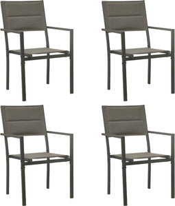 vidaXL - Tuinstoelen - 4 - st - textileen - en - staal - grijs - en - antracietkleurig