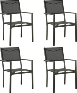 vidaXL - Tuinstoelen - 4 - st - textileen - en - staal - zwart - en - antracietkleurig