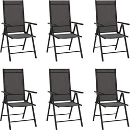 vidaXL - Tuinstoelen - 6 - st - inklapbaar - textileen - zwart
