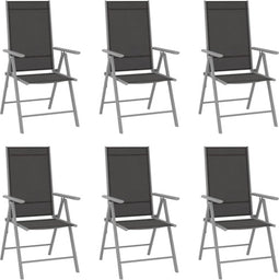 vidaXL - Tuinstoelen - 6 - st - inklapbaar - textileen - zwart