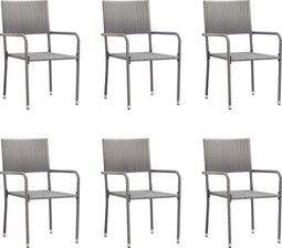 vidaXL - Tuinstoelen - 6 - st - stapelbaar - poly - rattan - grijs