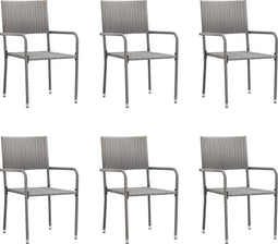 vidaXL - Tuinstoelen - 6 - st - stapelbaar - poly - rattan - grijs