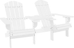 vidaXL - Tuinstoelen - Adirondack - met - tafeltje - massief - vurenhout - wit