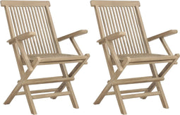 vidaXL - Tuinstoelen - inklapbaar - 2 - st - 56x61x89 - cm - massief - teakhout - grijs