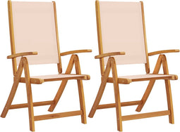 vidaXL - Tuinstoelen - inklapbaar - 2 - st - massief - acaciahout - en - textileen