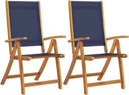 vidaXL - Tuinstoelen - inklapbaar - 2 - st - massief - acaciahout - en - textileen