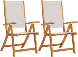 vidaXL - Tuinstoelen - inklapbaar - 2 - st - massief - acaciahout - en - textileen
