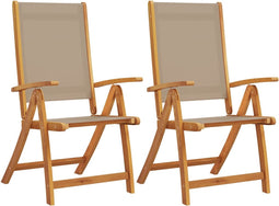 vidaXL - Tuinstoelen - inklapbaar - 2 - st - massief - acaciahout - en - textileen