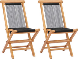 vidaXL - Tuinstoelen - inklapbaar - 2 - st - massief - teakhout - en - touw