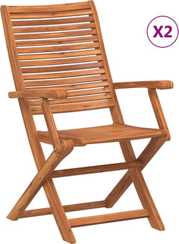 vidaXL - Tuinstoelen - inklapbaar - 2 - st - met - armleuning - massief - acaciahout