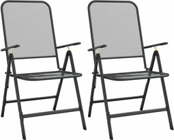 vidaXL - Tuinstoelen - inklapbaar - 2 - st - metaalgaas - antracietkleurig