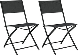vidaXL - Tuinstoelen - inklapbaar - 2 - st - staal - en - textileen - zwart