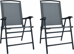 vidaXL - Tuinstoelen - inklapbaar - 2 - st - textileen - grijs