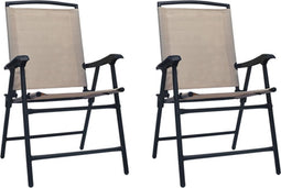 vidaXL - Tuinstoelen - inklapbaar - 2 - st - textileen - taupe