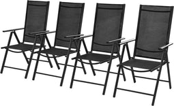 vidaXL - Tuinstoelen - inklapbaar - 4 - st - aluminium - en - textileen - zwart