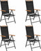 vidaXL - Tuinstoelen - inklapbaar - 4 - st - aluminium - en - textileen - zwart