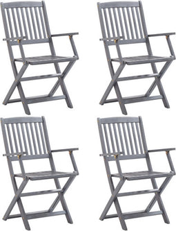 vidaXL - Tuinstoelen - inklapbaar - 4 - st - massief - acaciahout