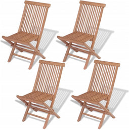 vidaXL - Tuinstoelen - inklapbaar - 4 - st - massief - teakhout
