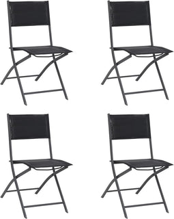 vidaXL - Tuinstoelen - inklapbaar - 4 - st - staal - en - textileen
