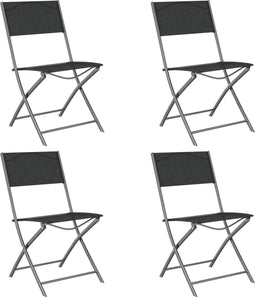 vidaXL - Tuinstoelen - inklapbaar - 4 - st - staal - en - textileen - zwart