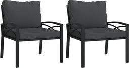 vidaXL - Tuinstoelen - met - grijze - kussens - 2 - st - 68x76x79 - cm - staal