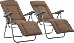 vidaXL - Tuinstoelen - met - kussen - inklapbaar - 2 - st - bruin