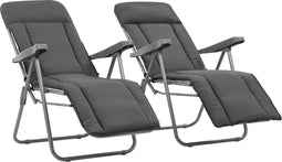 vidaXL - Tuinstoelen - met - kussen - inklapbaar - 2 - st - grijs