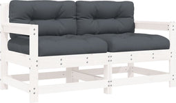 vidaXL - Tuinstoelen - met - kussens - 2 - st - massief - grenenhout - wit