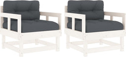 vidaXL - Tuinstoelen - met - kussens - 2 - st - massief - grenenhout - wit